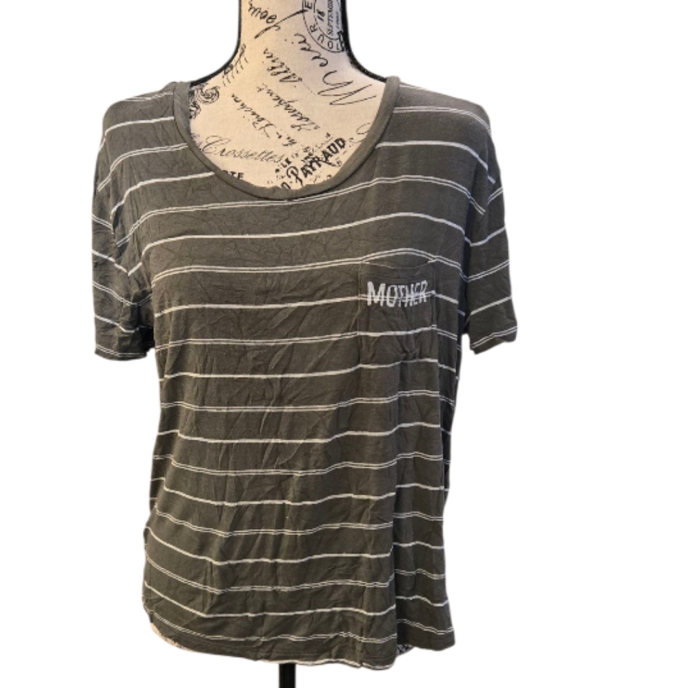 Mossimo Supply Co. Charcoal and White Striped Tee Sz M